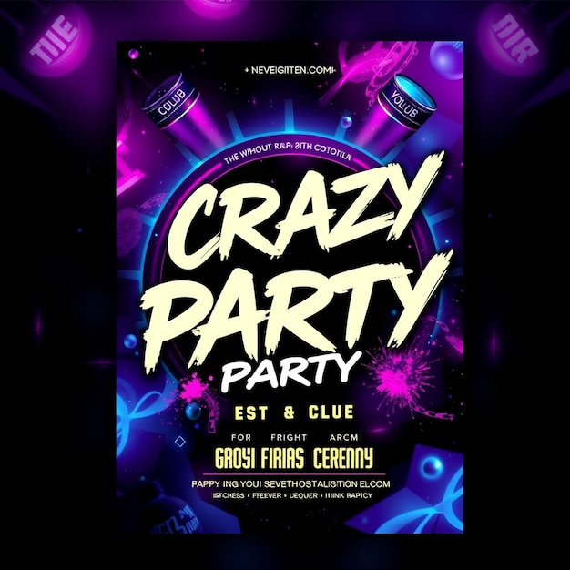 Crazy night party club flyer and social media post template designs