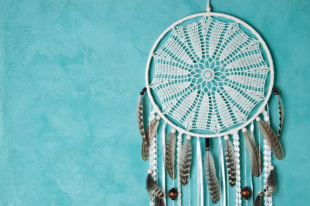 Cream crochet doily dream catcher 