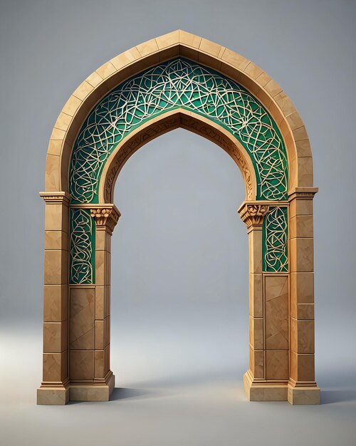 Photo a cream and green arch islamic design