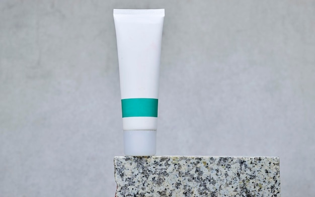 Cream product above marble podium or stone beauty Cosmetic product branding mockup Daily skincare