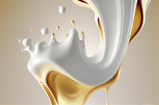 Cream or yogurt splashing on a white background Generative AI