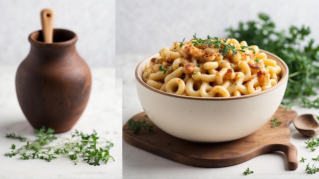 Creamy Baked Macaroni and Cheese in a clean Background