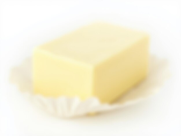 Photo creamy butter in unwrapped packaging on a blank white background perfect for text or images