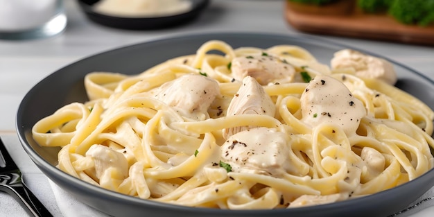 Creamy Chicken Alfredo Fettuccine A Delicious Pasta Dish Concept Creamy Chicken Alfredo Fettuccine Pasta Italian Cuisine Homemade Meal