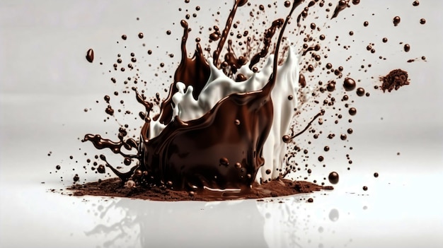 Creamy Chocolate Explosion Delightful White Background