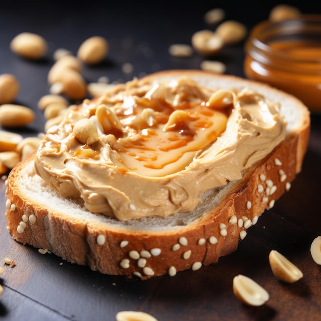 Creamy And Crunchy Peanut Butter Spread On Toast Stock Image