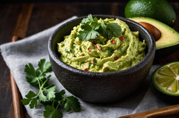 Creamy guacamole dip with garlic cilantro and a touch of spice