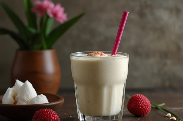 Creamy lychee coconut lassi