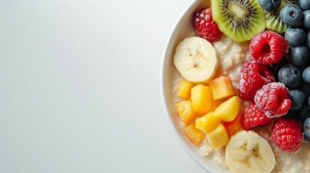 Creamy Oatmeal Bowl with Fresh Fruits in Minimalist Setting