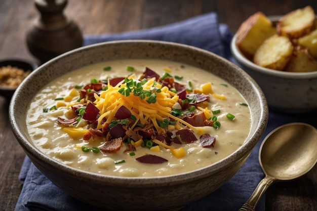 Creamy Potato Soup with Toppings