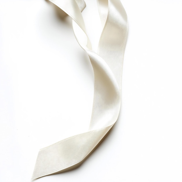 Creamy Satin Ribbon Unfurling Against a Pristine Background