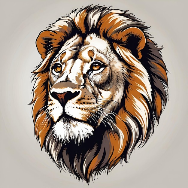 creat a colerful lion head silhouette vector style with coler background