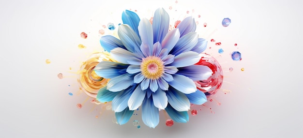 create a 3d little high tech Flower on white background