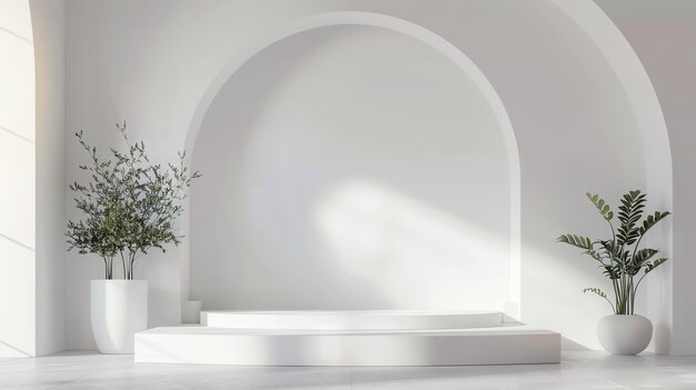 Create a 3D rendering of a simple elegant stage with a spotlight