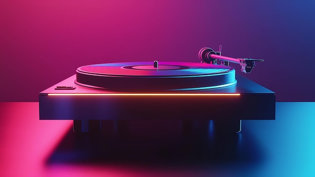 Create a 3D rendering of a turntable with a record on it