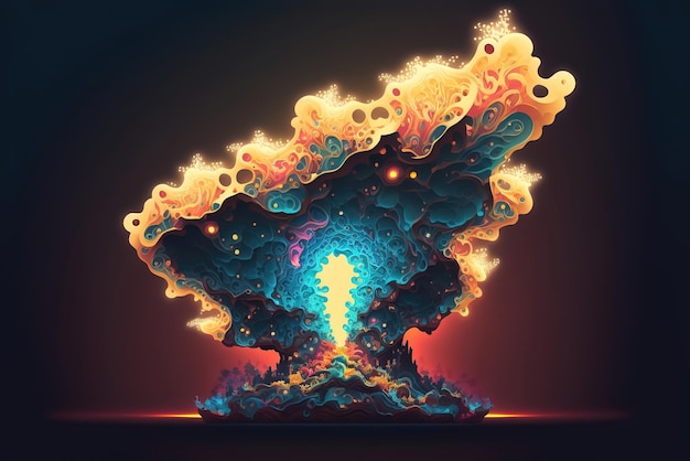 Create an abstract vector drawing of a mandelbulb