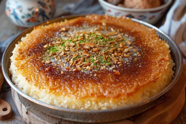 Create a batch of nutty and syrupy Egyptian kunafa generative ai