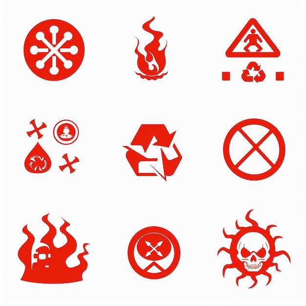 Photo create clean and sleek danger icons on white background