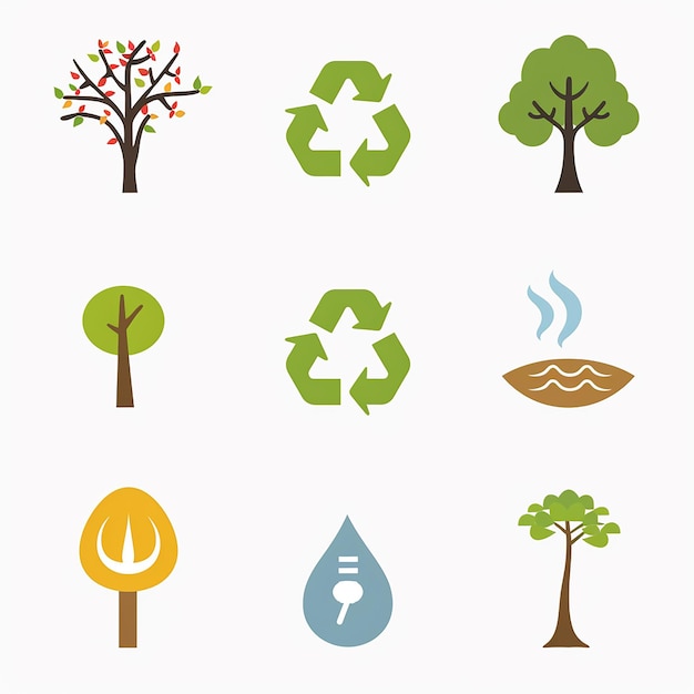 Photo create clean and sleek environmental icons on white background