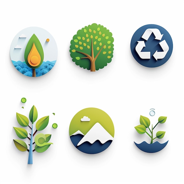 Photo create clean and sleek environmental icons on white background