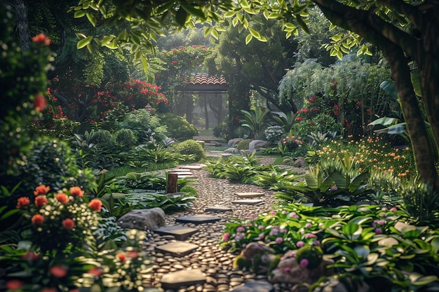 Create a collage of beautiful gardens