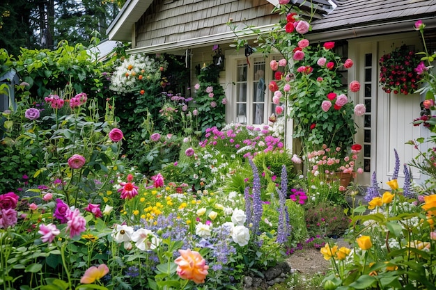 Create a cottage garden filled with a profusion of generative ai