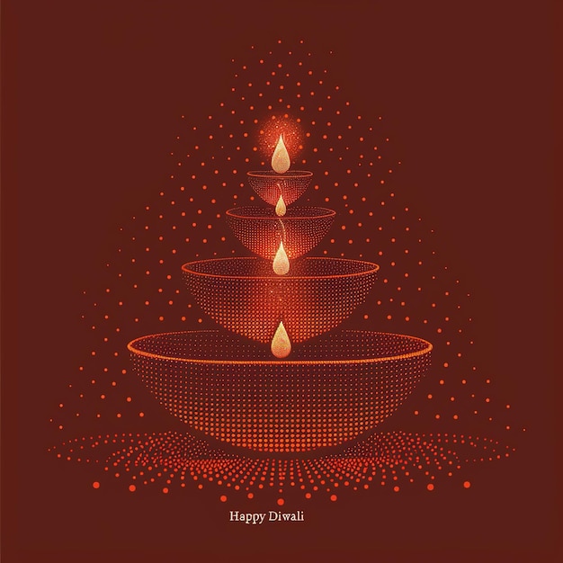 Create a digital artwork dotted outline of celebrate Diwali the Festival of Lights The image should