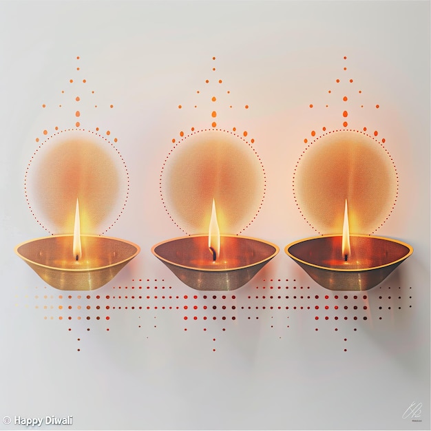 Create a digital artwork dotted outline of celebrate Diwali the Festival of Lights The image should