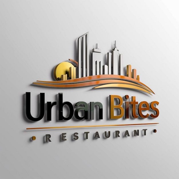 create an elegant looking logo for a restaurant name Urban Bites 3d render