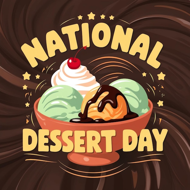 Create eyecatching flyers for National Dessert Day events using vector images related to the holiday perfect for flyer design and celebrations