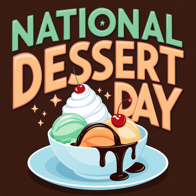 Create eyecatching flyers for National Dessert Day events using vector images related to the holiday perfect for flyer design and celebrations