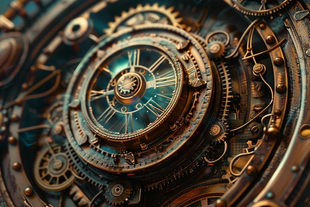 Create an image of a steampunk time machine with g generative ai