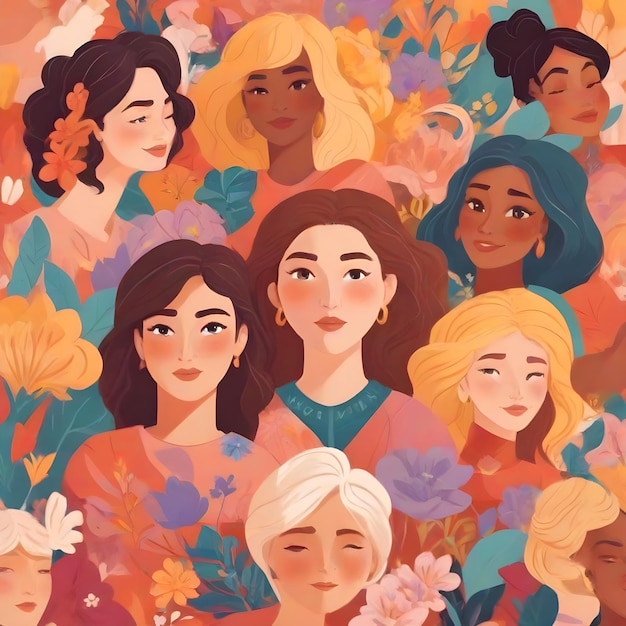 Create International Women's Day flat illustration image AI Generate image