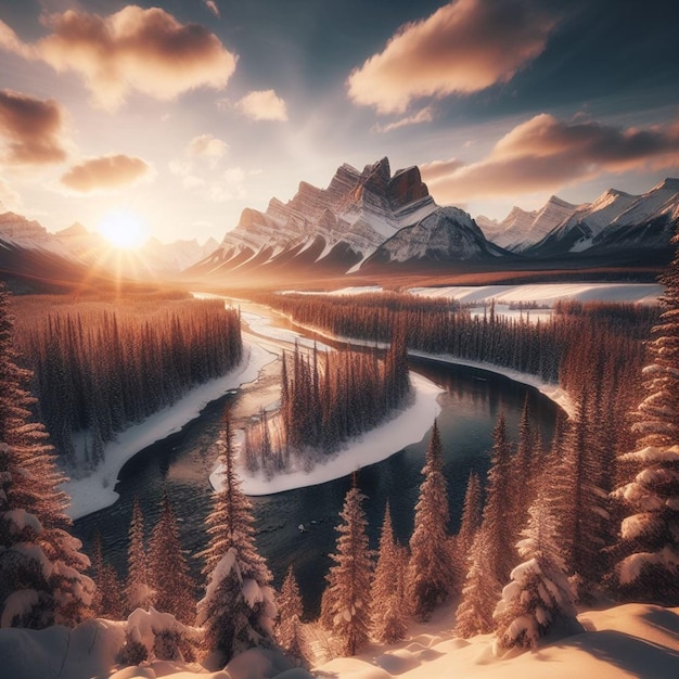 Create a Landscape photo of Winter Background