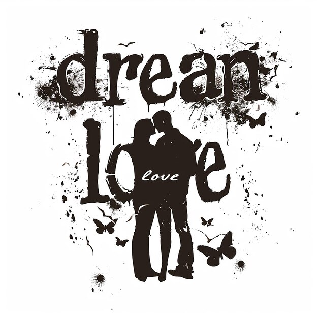 Photo create a love textdream silhouette on a white background