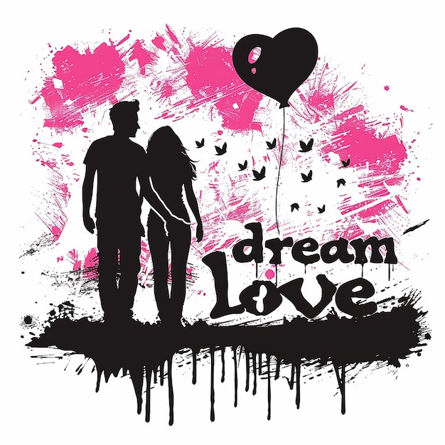 Photo create a love textdream silhouette on a white background