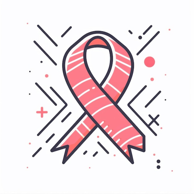 Photo create a minimalistic illustration of a pink ribbon with a bold solid outline isolated on a white ba