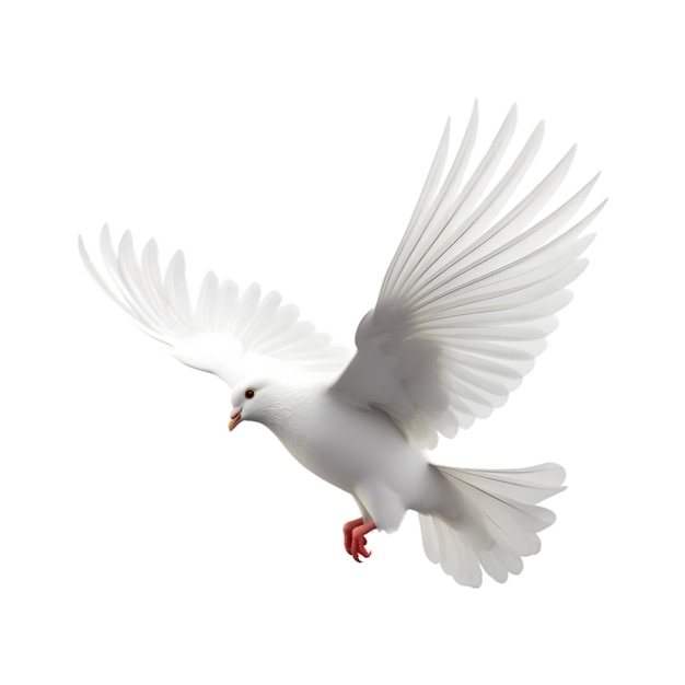 Create realistic pictures of white doves flying on plain white backgrounds in a highquality