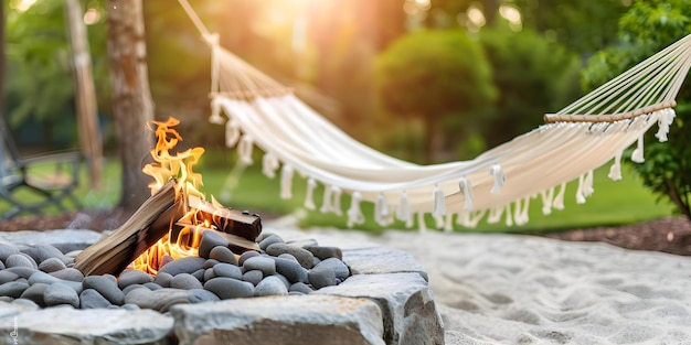 Create a Serene Outdoor Retreat with a Sand Fire Pit and Hammock Concept Outdoor Retreat Sand Fire Pit Hammock Serene Ambiance