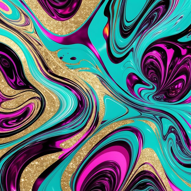 Photo create a swirling abstract liquid marble background with vibrant flowing colors like turquoise