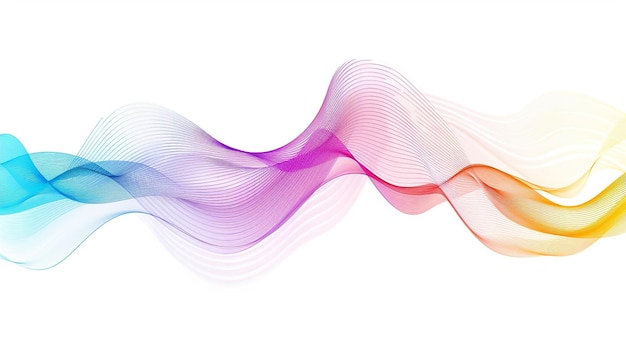 Create a symphony of color and light as you explore the wonders of technology with harmonious gradient lines in a single wave style isolated on solid white background