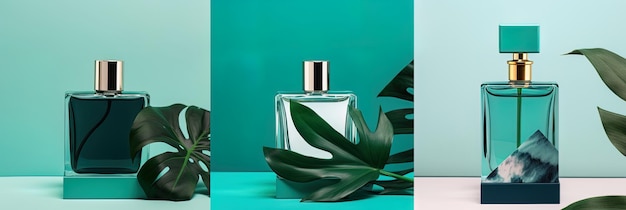 Create a tropical oasis with captivating mockup fragrance bottle mockup