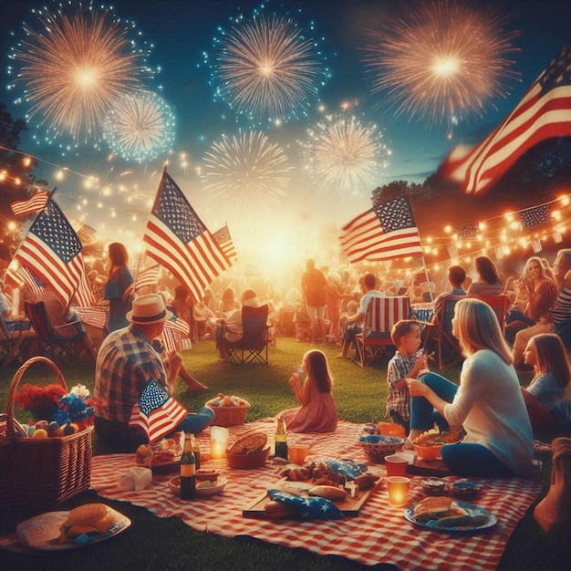 Create a vibrant AIgenerated image capturing the essence of American Independence Day