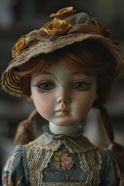 Create a vintagestyle doll by focusing on facial details and dress during doll making and sewing