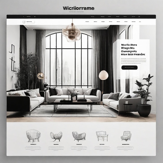 Photo create a wireframe for interior design