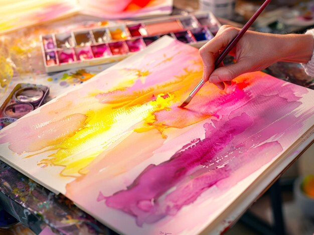 Creating a Vibrant Watercolor Painting with Bold Strokes and Warm Tones