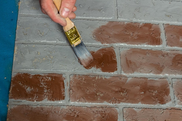 creation of artificial bricks the process of painting a photographic background