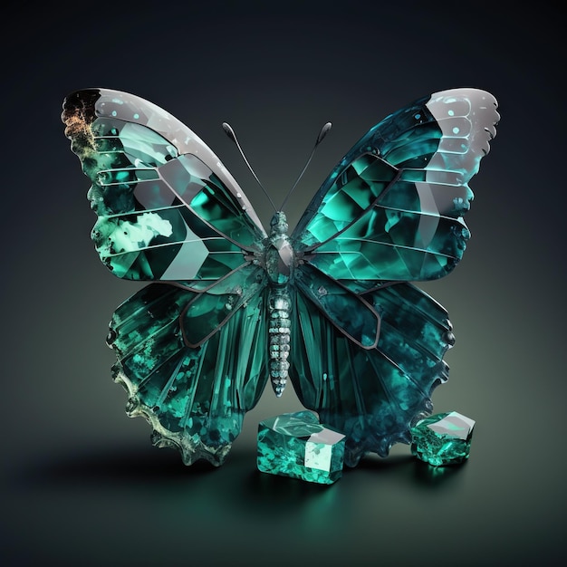 creative 3d butterflies with gem stones and luxury items. jewelry creative concept