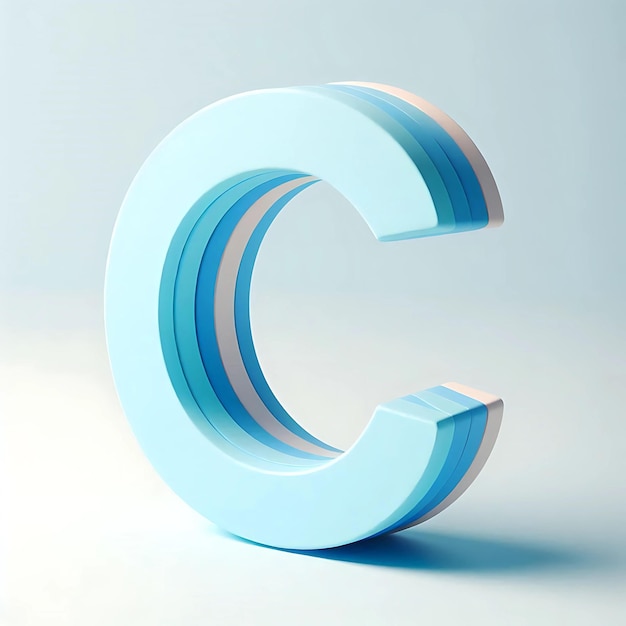 Photo creative 3d render of letter c in vibrant blue pastel color