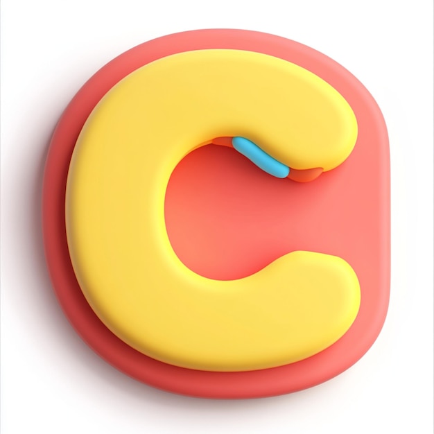 Photo creative 3d render of letter c in vibrant color